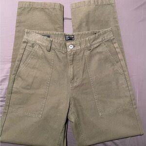 Frank and Oak Fatigue Pants Green 30x32 Military Patch Pockets Straight Fit NWOT
